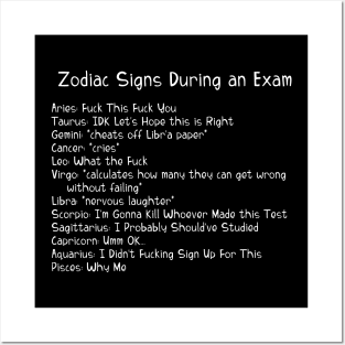 A Zodiac Sign Test: Zodiac During an Exam Posters and Art